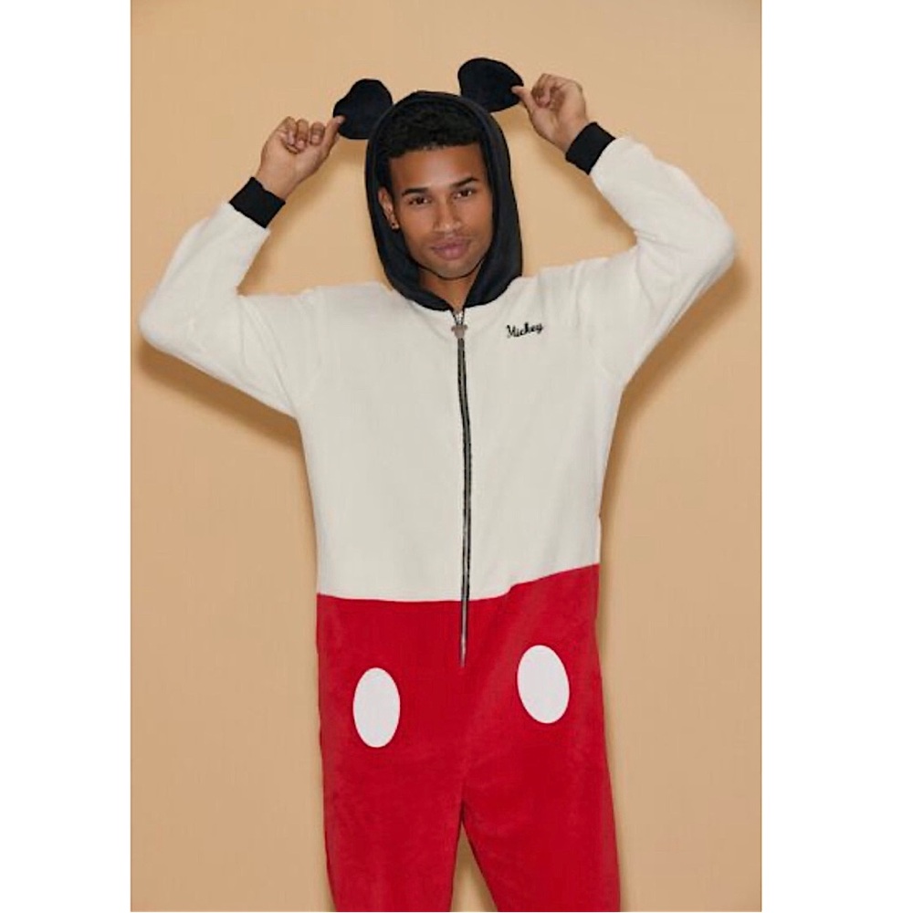 MENS DISNEY MICKEY MOUSE PAJAMA JUMPSUIT ONESIE ONE SIZE